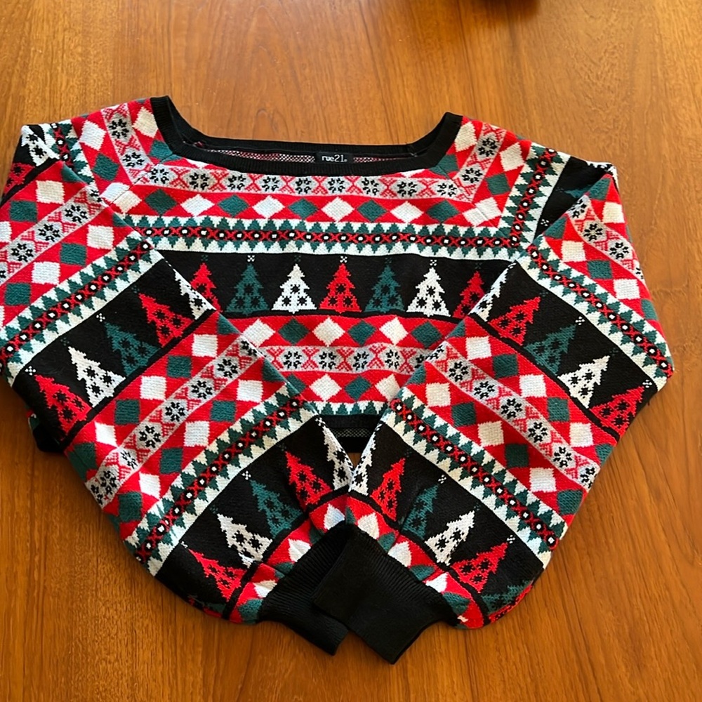 Sweater Holiday Christmas Slouch Cropped Size M